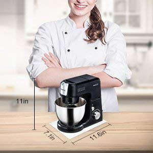 Geek Chef Mini 4-in-1 Stand Mixer: Multi-function, 2.6 Quart Stainless Steel Bowl, 7 Speeds with pulse, Die-cast Tilt Head. Includes Pouring Shield, Beater, Whisk and Dough Hook (Black)