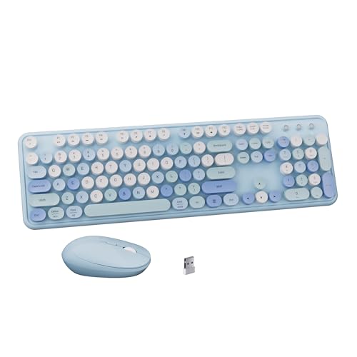 FCPLU Colorful Wireless Keyboard Mouse Combo(blue