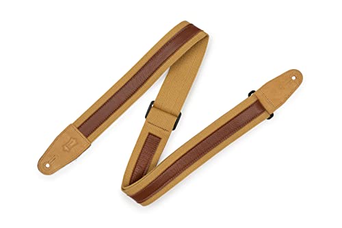 Levys Unisexs 2 Combo Series Strap with a 1 Leather Strip Cotton Adjustable from 35 to 60 Guitar, Tan/Tan, One Size