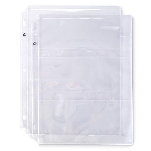 3-Pocket Vinyl Bill Sleeves 20 Pages | Bill Holders for Collectors | 8 x 3.5 Collecting Album Supplies | Vintage Currency Collection Protection | Great for Coupons, Receipts, and Record Keeping