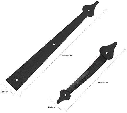 Homode Ornamental Storage Door Hinges Handles, Fake Storage Door Accents, Steel Handles Hinges {Hardware} Equipment, Screw Mounted, Black, Spear Type (4 Hinges+2 Handles)