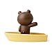 LINE FRIENDS Magnetic Clip Holder - Brown Character on Boat Design Magnet Desk Organizer and Paperclip Holder, Brown