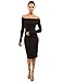 PattyBoutik Women Off Shoulder Long Sleeve Dress (Black Medium)