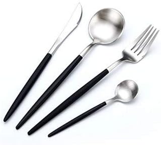 Amazon シンプルライフ ライフアシスタント ステンレス鋼のカトラリーナイフフォークスプーンウエスタンキッチン食器ホームパーティー食器 セット ブラックゴールド 食器セット 色 Black Silver Dayday 調味料 スパイスラック