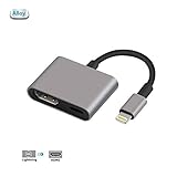 Lightning to HDMI, Lightning Adapter Cable, 1080P Lightning Digital AV Adapter, Sync Screen HDMI Connector with Charging Port for Select iPhone/iPad Models, Support iOS 11 and Before, No APP Needed