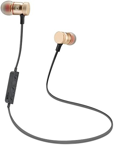 Wireless Headphones Bluetooth Headphones Wireless Sports earphons Sweat-Proof Noise-Canceling Earbuds with magnetic and Built-in Mic Headset Gold