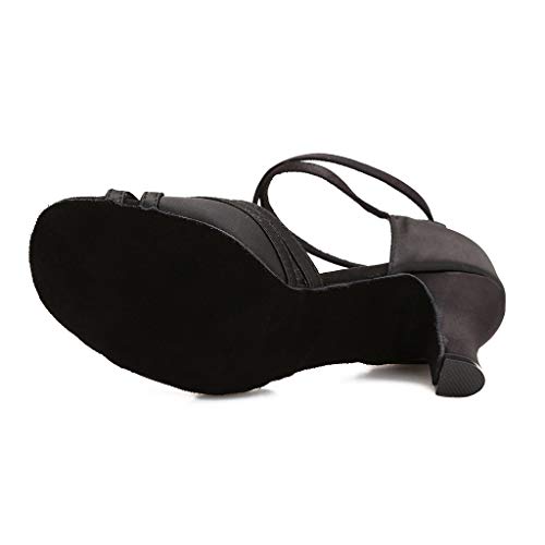CLEECLI Women's Ballroom Salsa Latin Dance Shoes Adjustable Forefoot Desingn 2.5" Heel ZB11(10,Black-2.5")