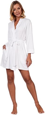 Cozy Loungewear Women's 32" Bridal Party Robe For Brides and Bridesmaid (S/M, White)