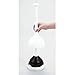 mDesign Plastic Freestanding Hideaway Toilet Plunger Holder with Drip Tray - Master or Guest Bathroom Heavy-Duty Storage Organization - Aura Collection - White
