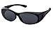 LensCovers Small Polarized Sunglasses | Wear Over Prescription Glasses| Fitover for Glasses up to 5 5/16'' X 1 5/8'' Black Frame With Smoke Lens