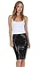 Sakkas 2695 Women's Shiny Metallic Liquid High Waist Pencil Skirt - Black - Medium