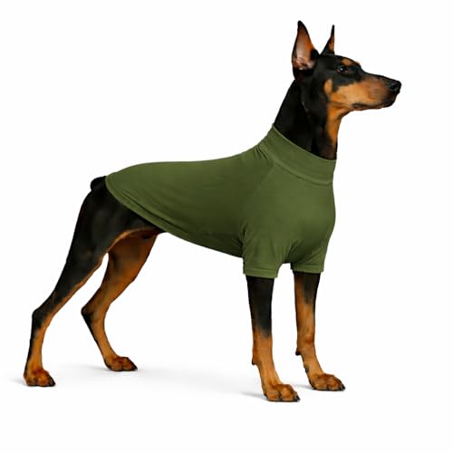 LoveLongLong Spring Summer Cooling Dog T-Shirt with UV Protection and Moisture-Wicking Fabric Blank Color Army green 2XL