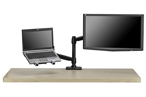 Halter Dual LCD Adjustable Monitor Stand, Dual Stacking Arm, Desk Clamp/Grommet Base- Optional Use for Either 2 LCDs or LCD and Laptop, Holds up to 32" LCD Monitors