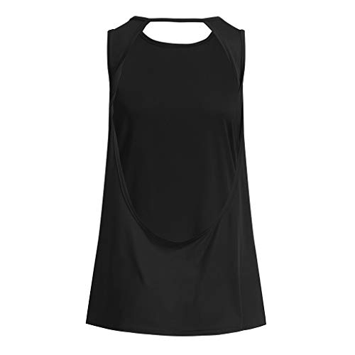 MITIY Womens Activewear Sexy Open Back Yoga Shirt Workout Clothes Sports Gym Tank Tops Black