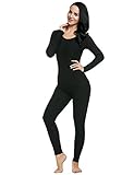 L'amore Women's Cotton Thermals Long Johns Underwear Base Layer Set Top&Bottom(Black,XL)