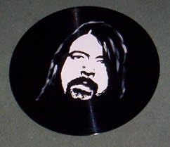 ARTRAX DAVE GROHL FOO FIGHTERS, hand painted 12ins vinyl disc, ready to hang