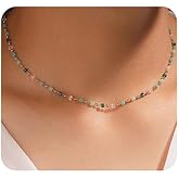 Jumwrit Bohemian Beaded Choker Necklaces Dainty Green Cubic Crystal Necklaces Boho Summer Beach Jewelry Prom Party Festival Necklaces Gift for Women