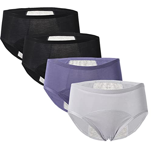 thumbnail image 2 of Cotton Period Underwear For Women INNERSY Periodenunterschwäsche Schwarz High Waist Menstruation Unterwäsche Period Panties 3 Pack (36, Schwarz Little Girls 2 of 14