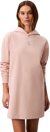Donna Abito con Cappuccio Premium Terry Lungo, Beige (Buff Beige), S
