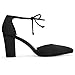Allegra K Women's Ankle Tie Chunky Heel Pointed Toe Dress Black Pumps - 8.5 M US