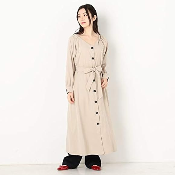 Amazon アルシーヴ Archives バックサテンショルダーギャザーワンピース Beige M ワンピース チュニック 通販