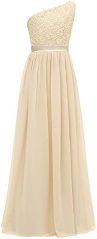 SSPbridal A-Line One-Shoulder Chiffon Junior Bridesmaid Dresses Long Flower Girl Gown with Belt