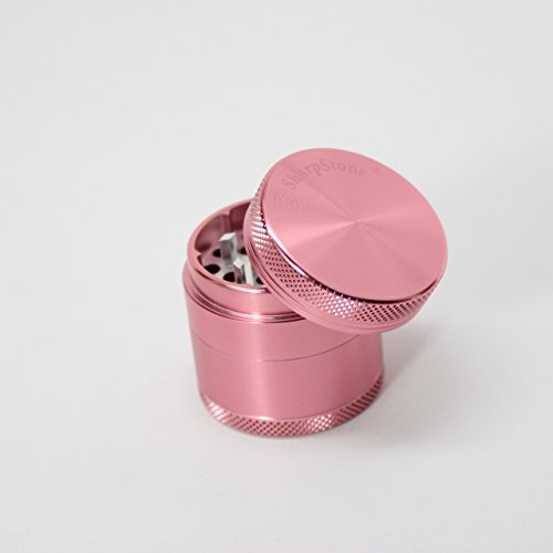 Sharp Stone Official Authentic Small 4 Piece Grinder Hard Top 1.5 Inches Pink + Free Performance Technology Wrist Band