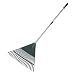 ORIENTOOLS Garden Leaf Rake, Adjustable Lightweight Steel Handle Poly Shrub Rake, Plastic Head, 22 Tines, 42 to 60 Inches (Silver Handle)