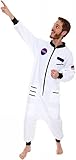 Silver Lilly One Piece Astronaut Pajamas - Adult Space Jumpsuit Cosplay Costume (White, Medium)