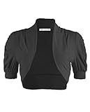 TL Women's Basic Comfy Versatile Short Sleeve Bolero Shrug Cardigan, BLACK, Small