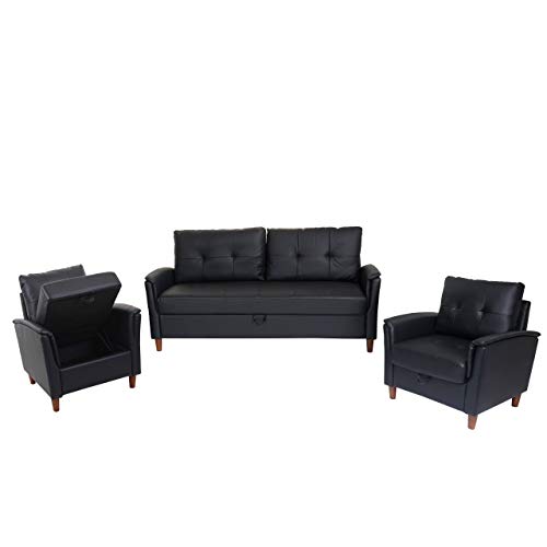 Mendler 3-1-1 Couchgarnitur HWC-H23, 3er Sofa Sofagarnitur Loungesessel Relaxsessel, Gastronomie Staufach - Kunstleder…
