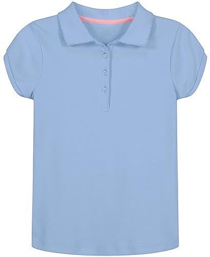 Nautica Girls' School Uniform Short Sleeve Polo Shirt, Button Closure, Soft Piq…