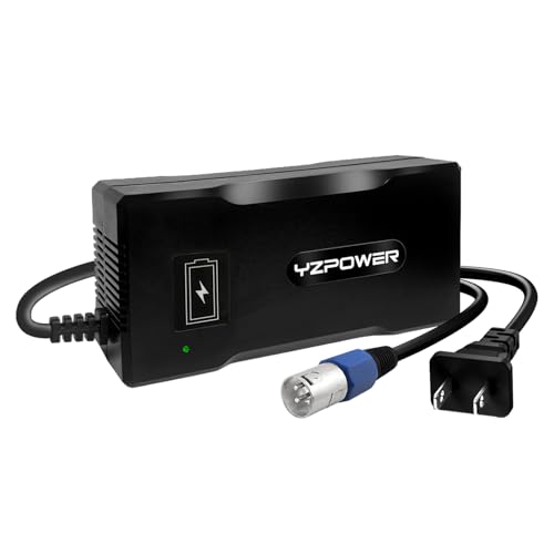 YZPOWER 48V Lithium Battery Charger 54.6V 4A Fast Charger with Turbo Cooling Fan - Overheat Protection, 3-Pin XLR Connector for Electric Bike/Scooter/E-Scooter/Electric Scooter/Ebike