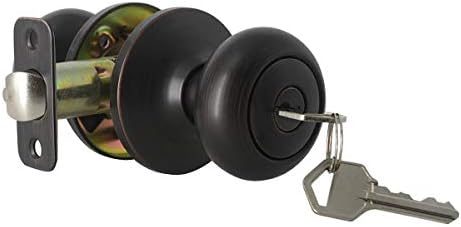 Entry Door Knob Exterior Interior Entrance Door Lockset Oil Rubbed Bronze Entry Knobset with Different Keys,Zinc Alloy