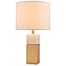 Amazon Brand – Rivet Mid-Century Modern Square Pillar Living Room Table Lamp With LED Light Bulb - 10.5 x 10.5 x 18 Inches, Marble/Brass