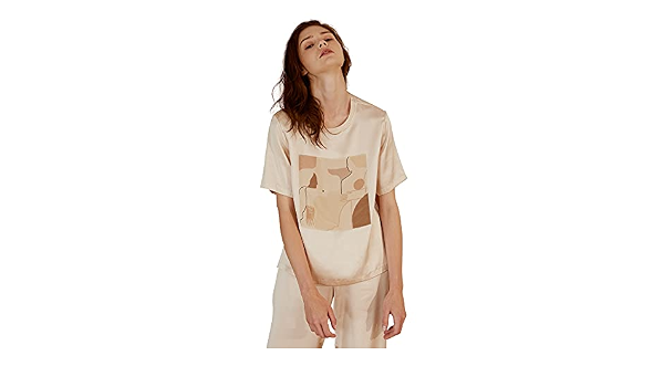 Washable Mulberry Silk Printed T-shirt 
