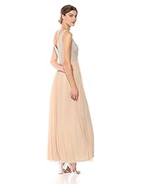 adrianna papell abalorio de la mujer largo vestido con una falda de tul completa