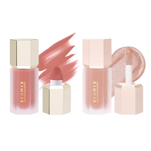 KIMUSE Liquid Blush & Weightless, Long-Wearing, Smudge Proof, Natural-Looking, Dewy Finish Glow Liquid Filter