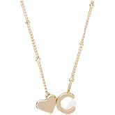 Initial Necklace With Letter and Heart Pendant - Justice