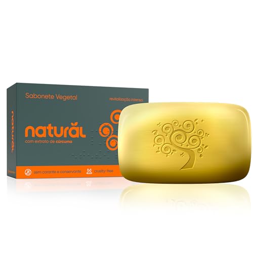 NATURAL Sabonete com Extrato de Cúrcuma - Nutritivo e Hidratante - Revitalização Purificante - Todos os Tipos de Pele - Vegano - 80g