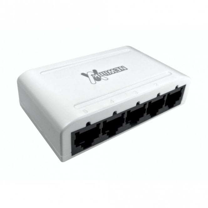 rhinocables - Ethernet Network Switch Box | 5 Port Hub for Seamless Connectivity | Ideal for Home & Office Networks | Supports CAT 5/6 | Includes External Power & LED Indicators, 10/100/1000