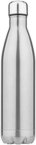 Vacuum Insulated Water Bottle, Ice Cold 24 Hours Double Wall Stainless Steel Water Bottles for Camping Hiking Travel Sport-17oz (500ml) (Sliver)