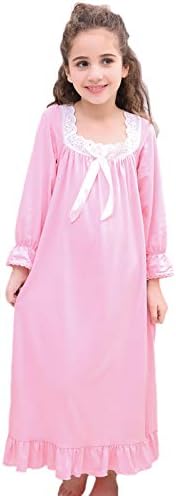 Girls Cotton Long-Sleeve and Sleeveless Sleepshirts Nightshirts Pajamas Nightgown for 3-12 Years