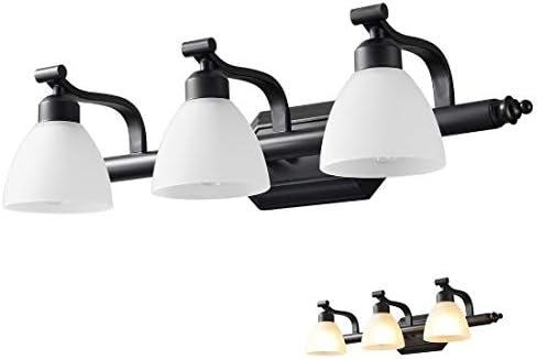 Kodye Vanity Lights Classic Black Light Fixtures Bathroom Lights Over Mirror With White Frosted Glass Shade Up And Down Bathroom Lights Perfect For Wall Mounted Bathroom Vanity Lights 3 Lights