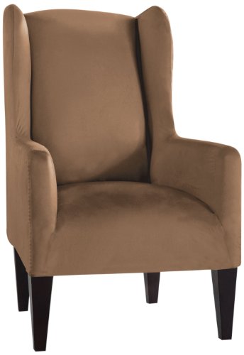 Tailor Fit Stretch Fit Micro Suede Slipcover Furniture Protector for Wingback Chair, Camel