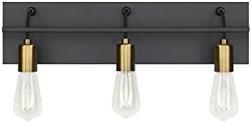 LBL Lighting BA1082BLAB Tae 3 - 24" Bath Vanity with No Lamp, Black/Aged Brass Finish