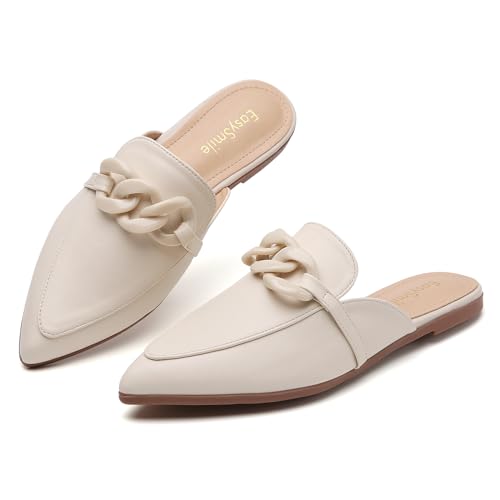 EasySmile Metal Chain Decor Flat Mules