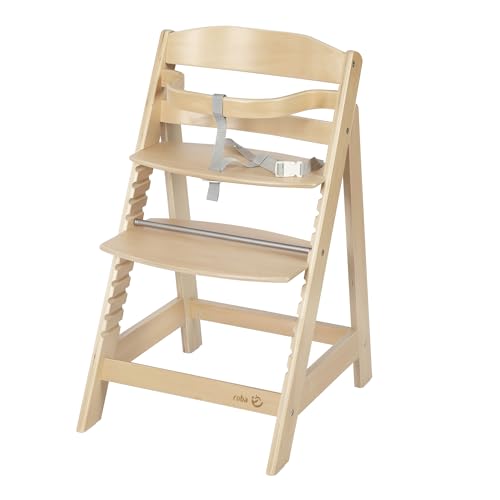 roba Sit Up III Steps High Chair, Grows with Your Baby, from 6 Months Up, Children's High Chair Made of Natural Wood, Chair Maximum Load 70 kg, 1 Piece (Pack of 1)