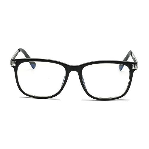 Blue Light Blocking Reading Glasses, Computer Gaming Glasses (Anti UV Transparent Lens) Relieve Eyes Fatigue, Blocking Headaches, for Men & Women (No Magnification, Matte Black)