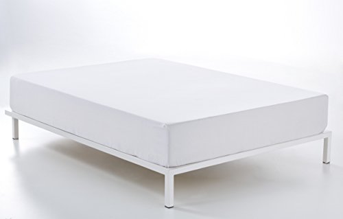 Bajera ajustable de satén color blanco Cama de 180 (largo 210 y alto 35 cm) - 100% algodón - 300 hilos. Gramage: 118